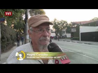 Servidores da USP fazem manifestação pela libertação de Fábio Hideki