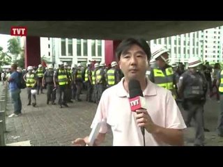 Tumulto na manifestação contra falta de água em São Paulo