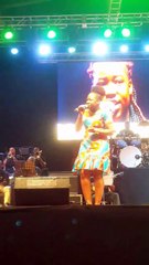 Shena Collis performing "Come guide me " at the National Calypso competition semifinals tonight at Victoria Park.