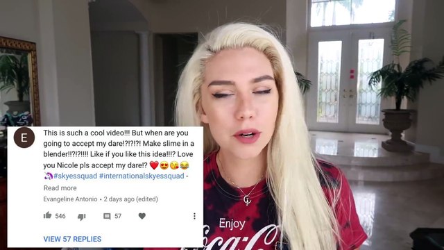 EXTREME SLIME DARES! MAKING SLIME IN A BLENDER!