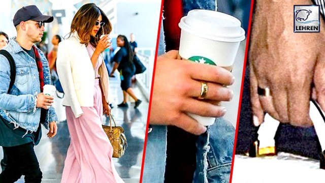 Priyanka Chopra & Nick Jonas Wears Matching Gold Promise Rings