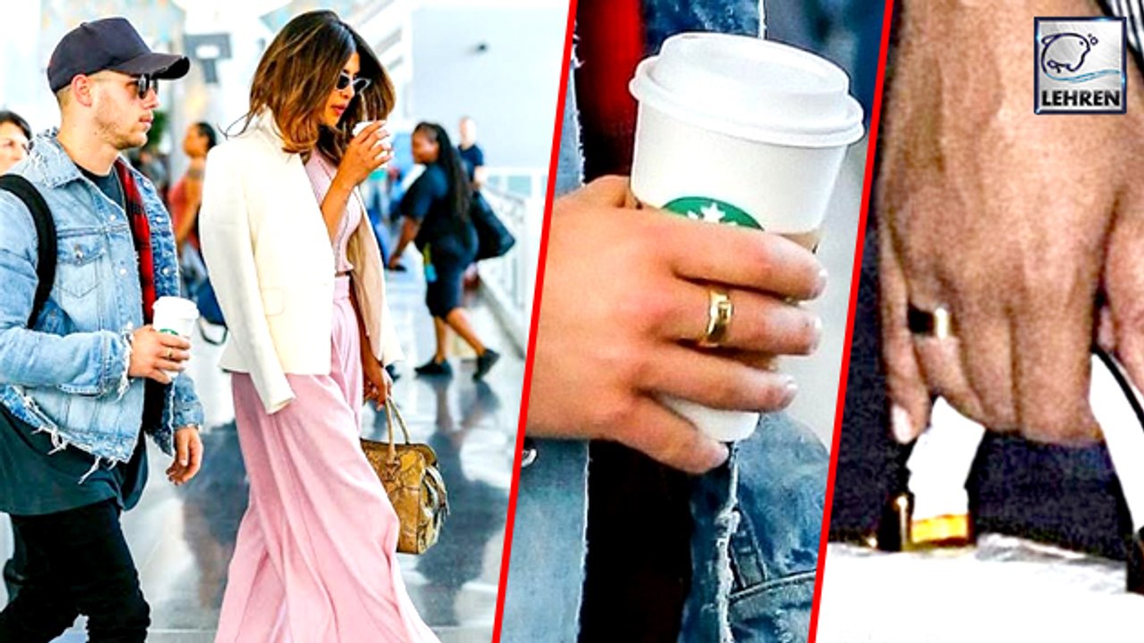 Priyanka Chopra & Nick Jonas Wears Matching Gold Promise Rings