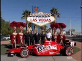 IndyCar Drivers gather at the Welcome to Las Vegas sign on the Las Vegas Strip