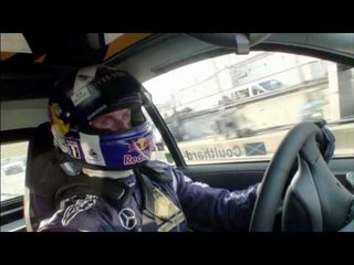 David Coulthard drives electric-smart at DTM Mercedes-Benz