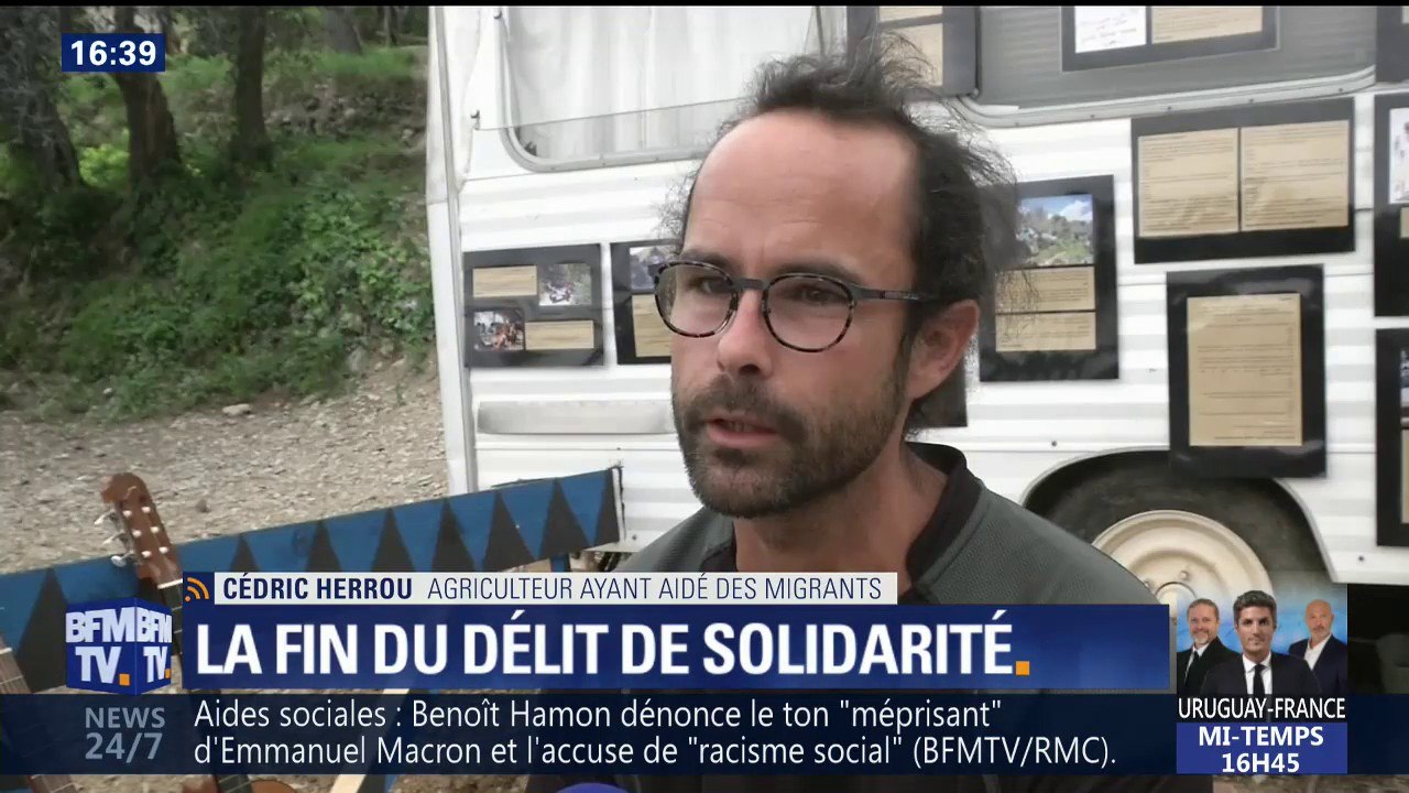 Principe de fraternité: "Que les valeurs de la République soient respectées", déclare Cédric Herrou