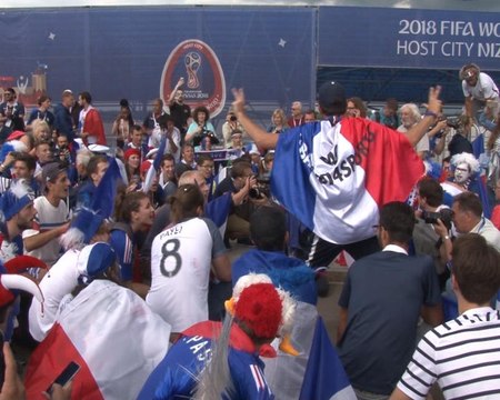 France fans march to Nizhny Novgorod stadium ahead of Uruguay clash