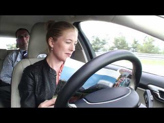 Volvo SARTRE road train on public road (B-roll)