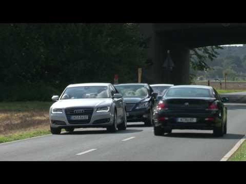 Audi A8, Lexus LS 460 and Porsche Panamera - Carshow luxury sedans