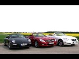 Car show with 3 cabrios - Mercedes SL350, Lexus SC430 and Porsche 911 Cabriolet S