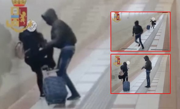 Un immigré sénégalais en Italie demande à une fille l'heure, et lui pique son téléphone. Regardez