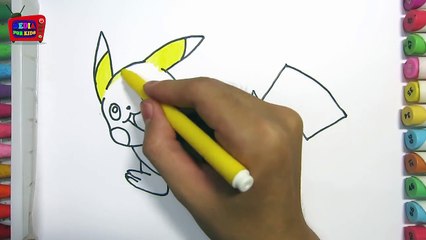 How to draw a Pikachu | Pikachu Pokemon Coloring Pages for Kids | Educational Videos