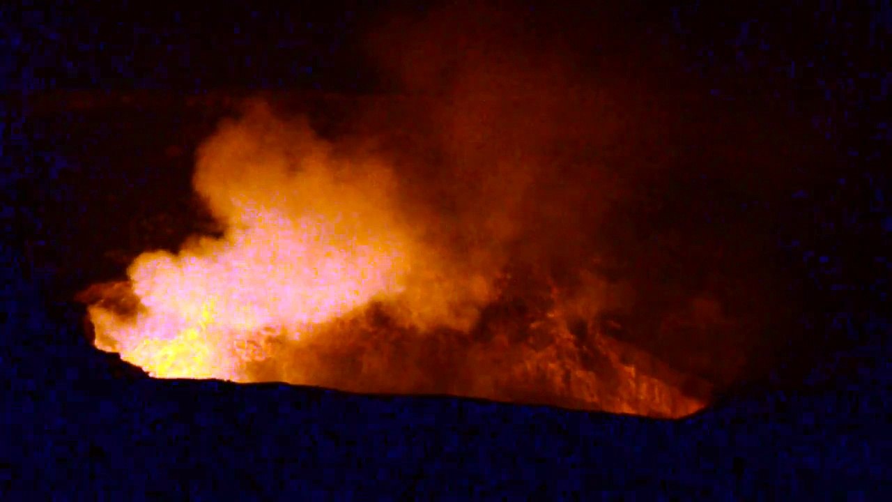 Kilauea Volcano lava glow after dark