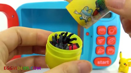 Learn Colors with Balls for Kids  Microwave Surprise Toys Pokemon Go Pikachu EggVideos.com