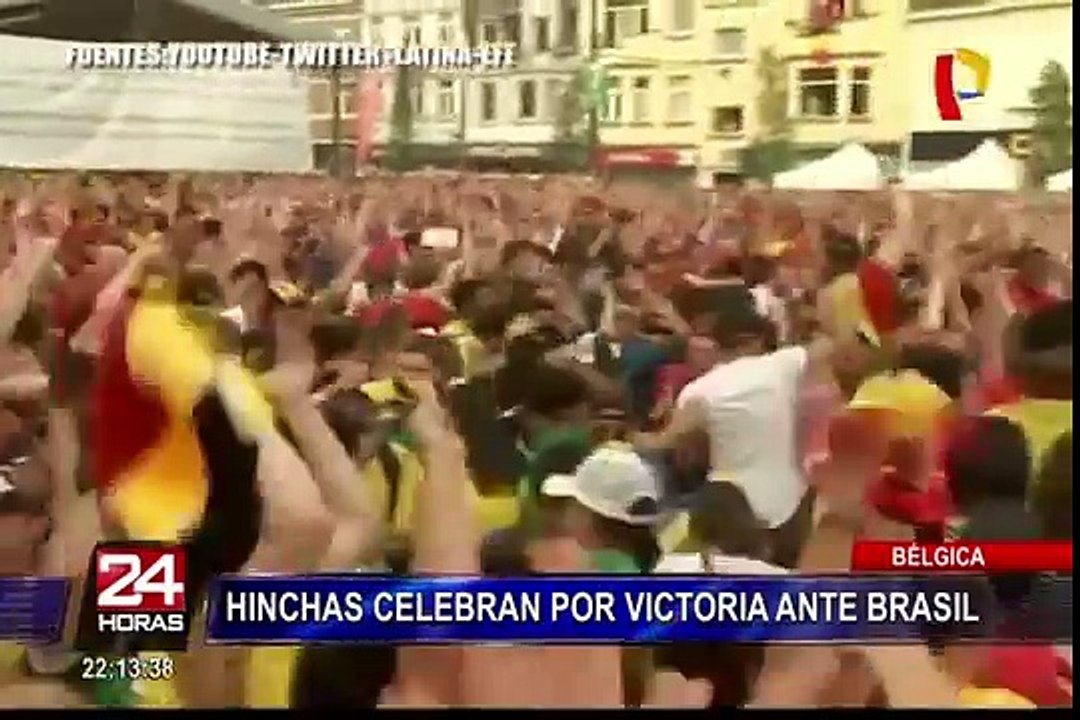 Moscú: hinchas belgas celebran victoria ante Brasil