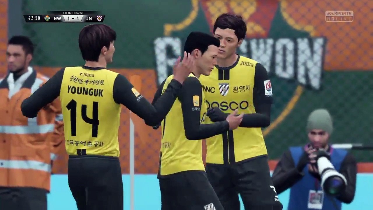 Korean K-League - Jeonnam Dragons @ Gangwon - FIFA 18 Simulation Full Game 8/7/18