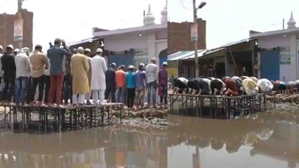 Download Video: Muslims offer namaz in middle of muddy water in Uttar Pradesh | Oneindia News