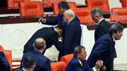 İYİ Parti milletvekili Bahçeli'nin elini öptü
