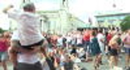 England fans celebrate in Leeds