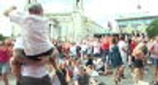 England fans celebrate in Leeds