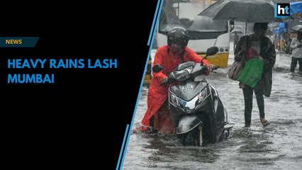 Скачать видео: Traffic jams, waterlogging in Mumbai as rains lash city