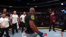 Brock Lesnar storms the Octagon and pushes Daniel Cormier at UFC 226