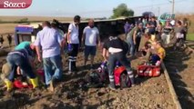 Kapıkule-İstanbul seferini yapan yolcu treninin bir vagonu devrildi