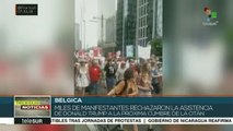 Protestan en Bélgica contra la visita de Trump a la cumbre de la OTAN