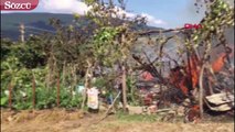 Karabük’te köye düşen yıldırım yangın çıkardı