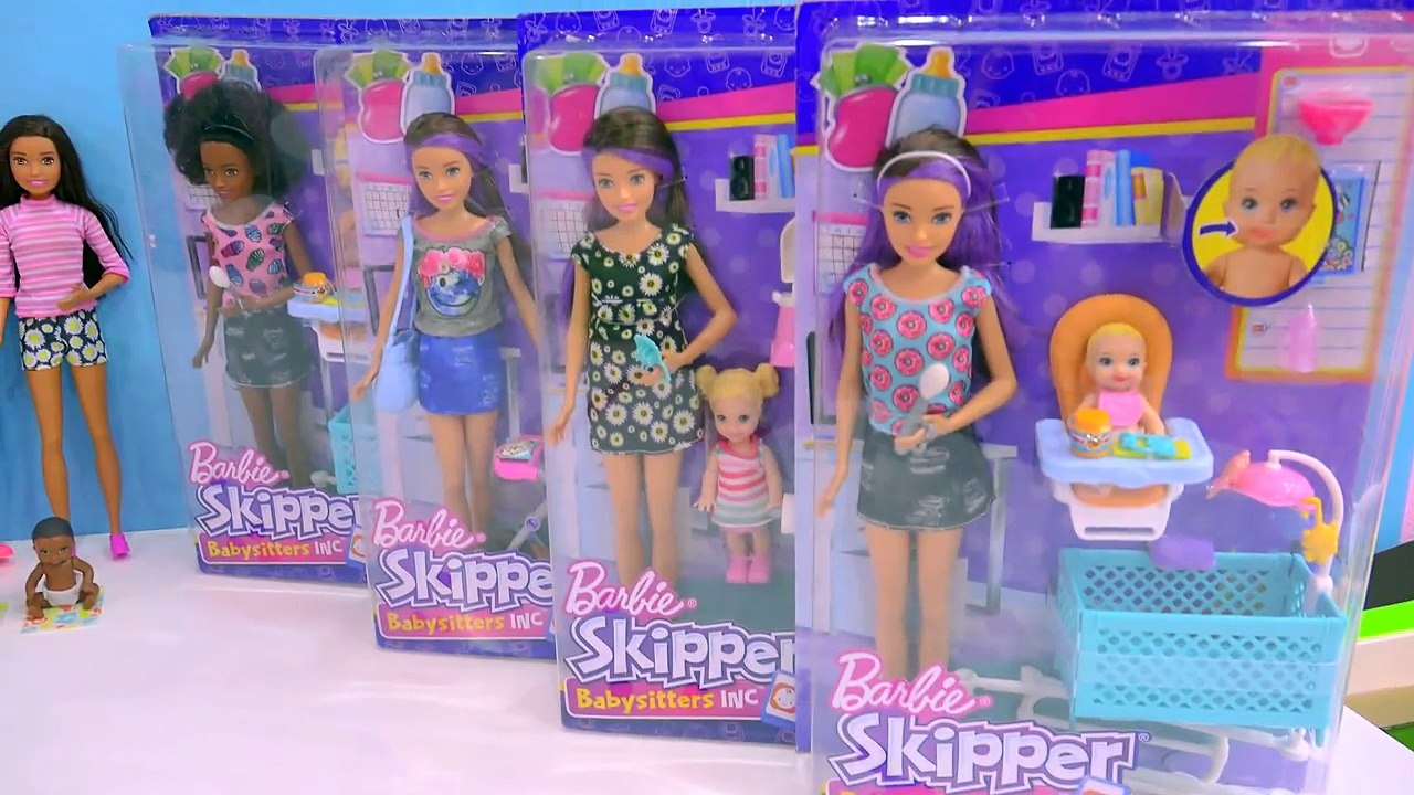 Color Change Babies ! Baby Sitting Barbie Doll Stroller + Crib Play Sets