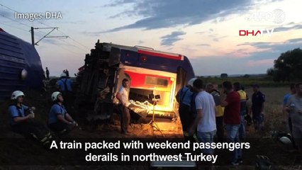 Turkish rescuers attend to passengers after train accident