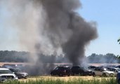 Ontario Grass Fire Rips Through Parking Lot