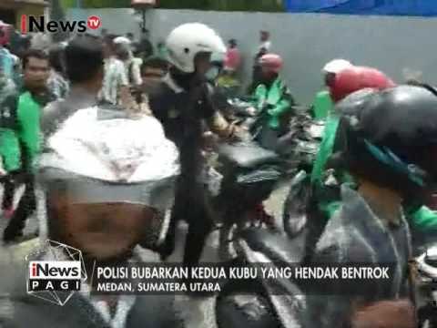 Polisi Bubarkan Bentrok Pengemudi Ojek Online & Pengemudi Bentor di Medan - iNews Pagi 23/02