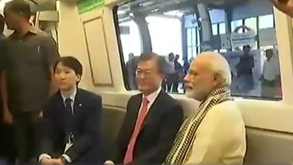 문재인 대통령·모디 총리, 지하철 함께 타고 삼성 공장 이동 / YTN