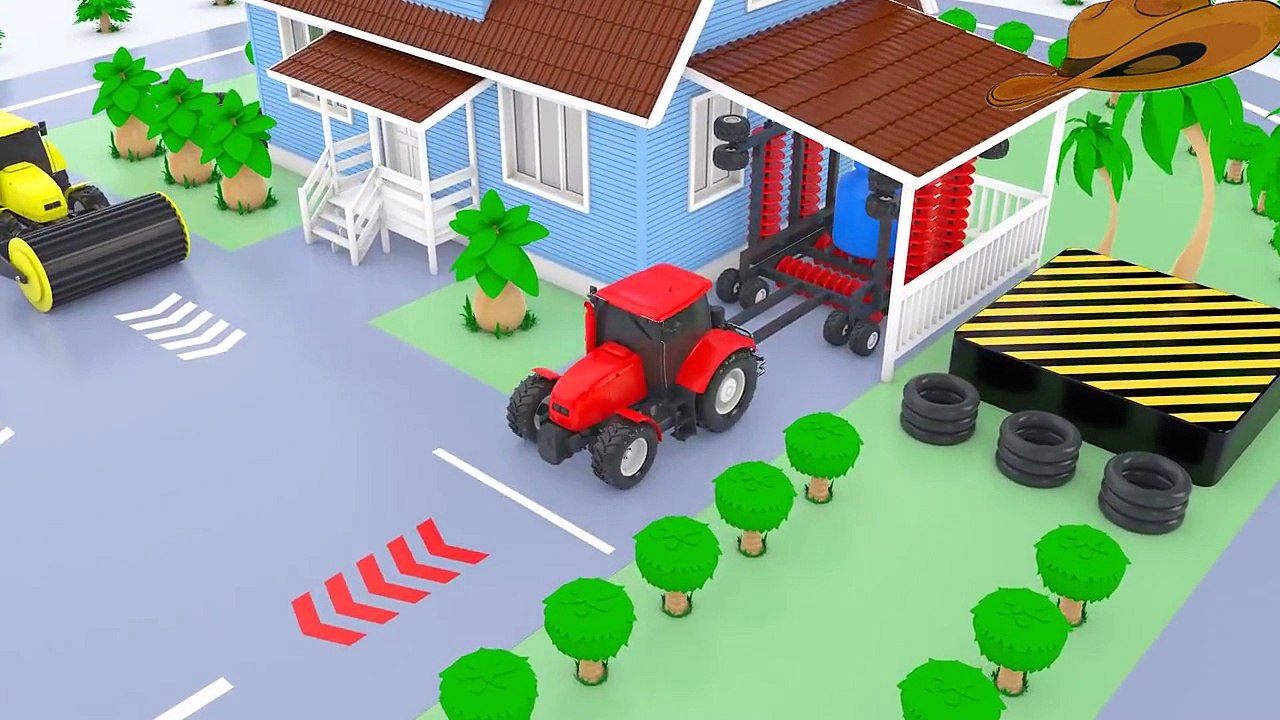 05.Colors for Children to Learn with Tractor Farm Vehicles Shipping #v - Colours Vegetables For Kids_2