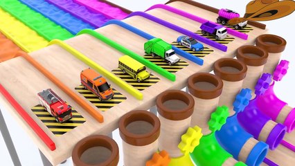 06.Colors For Children To Learn With Street Vehicles #v - Colours Magic Liquids & Water Pipe For Kids_2