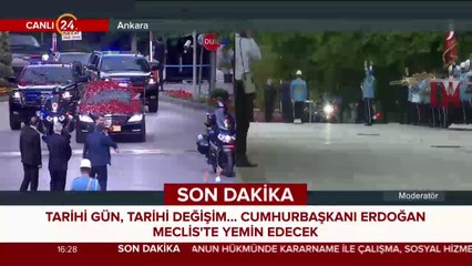 Cumhurbaşkanı Erdoğan, yemin etmek için TBMM'ye geldi