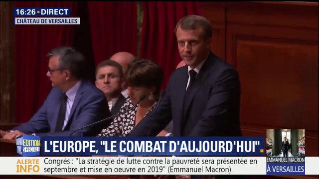 Macron devant le Congrès: Il faut le dire clairement: la frontière véritable qui traverse l'Europe est celle aujourd'hui qui sépare les progressistes des nationalistes. Et nous en avons pour au moins une décennie.