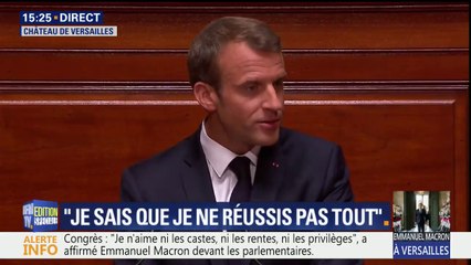 Macron devant le Congrès: "Il ne saurait y avoir de baisse de la fiscalité sans un ralentissement de la hausse continue de nos dépenses"