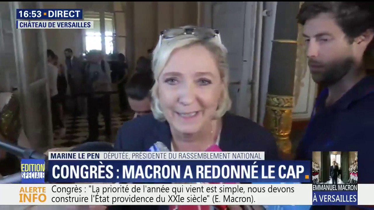 Macron devant le Congrès: "Si les Français ont aimé l'année dernière, ils vont adorer l'année prochaine", analyse Marine Le Pen