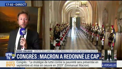 "Je n'ai pas senti beaucoup d'autocritique. Beaucoup d'autosatisfaction en revanche", estime Boris Vallaud après le discours d'Emmanuel Macron devant le Congrès