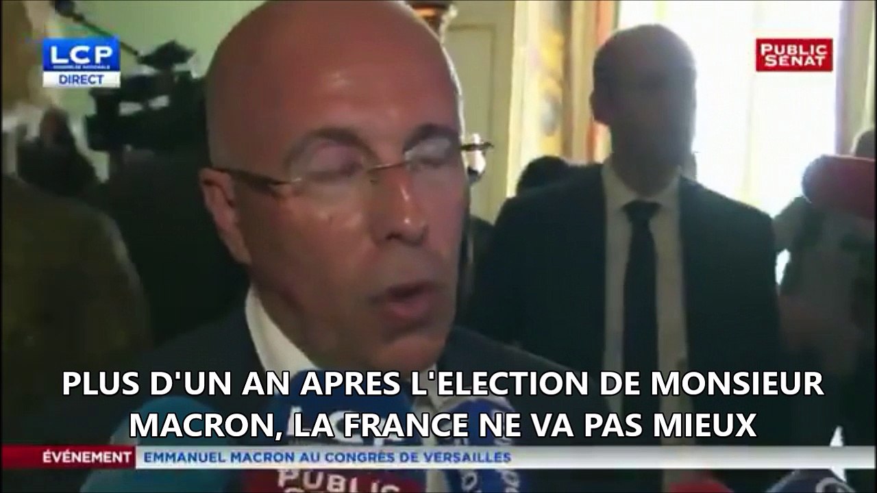 Eric Ciotti Congrès de Versailles 2018 " 1 an après l'élection de Macron, la France ne va pas mieux"