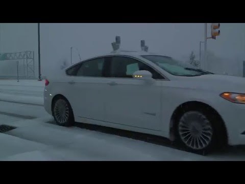 Autonomous Ford Fusion Hybrid Snow Testing | AutoMotoTV