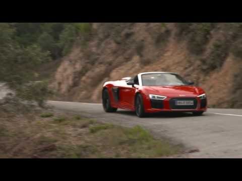 Audi R8 Spyder V10 plus Driving Video in Red | AutoMotoTV