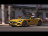 Mercedes-AMG GT C Roadster AMG in Solarbeam Driving Video | AutoMotoTV