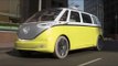 Volkswagen Showcar I.D. BUZZ Driving in Los Angeles Downtown