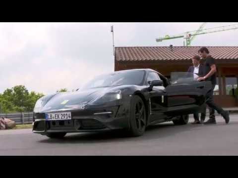 Mark Webber test drives the Porsche Mission E