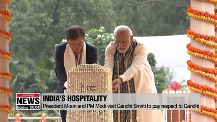 President Moon and PM Modi visit Gandhi Smriti to pay respect to Gandhi
