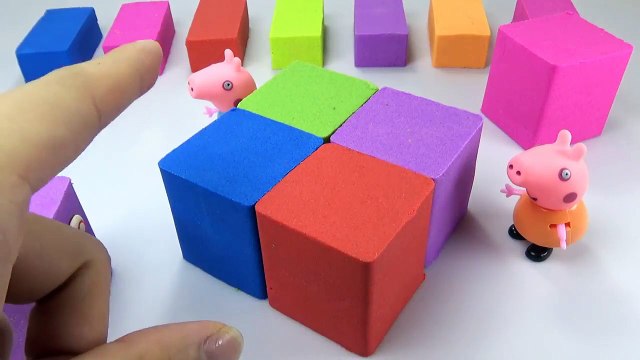 DIY How To Make Kinetic Sand Rainbow Truck Vs Giant Foot, Peppa Pig Toys - Learning Colours For Kids