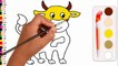 Baby Cow Drawing and Coloring Page Making for Kids & Children | Learn Cow Coloring Pages