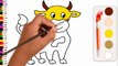 Baby Cow Drawing and Coloring Page Making for Kids & Children | Learn Cow Coloring Pages